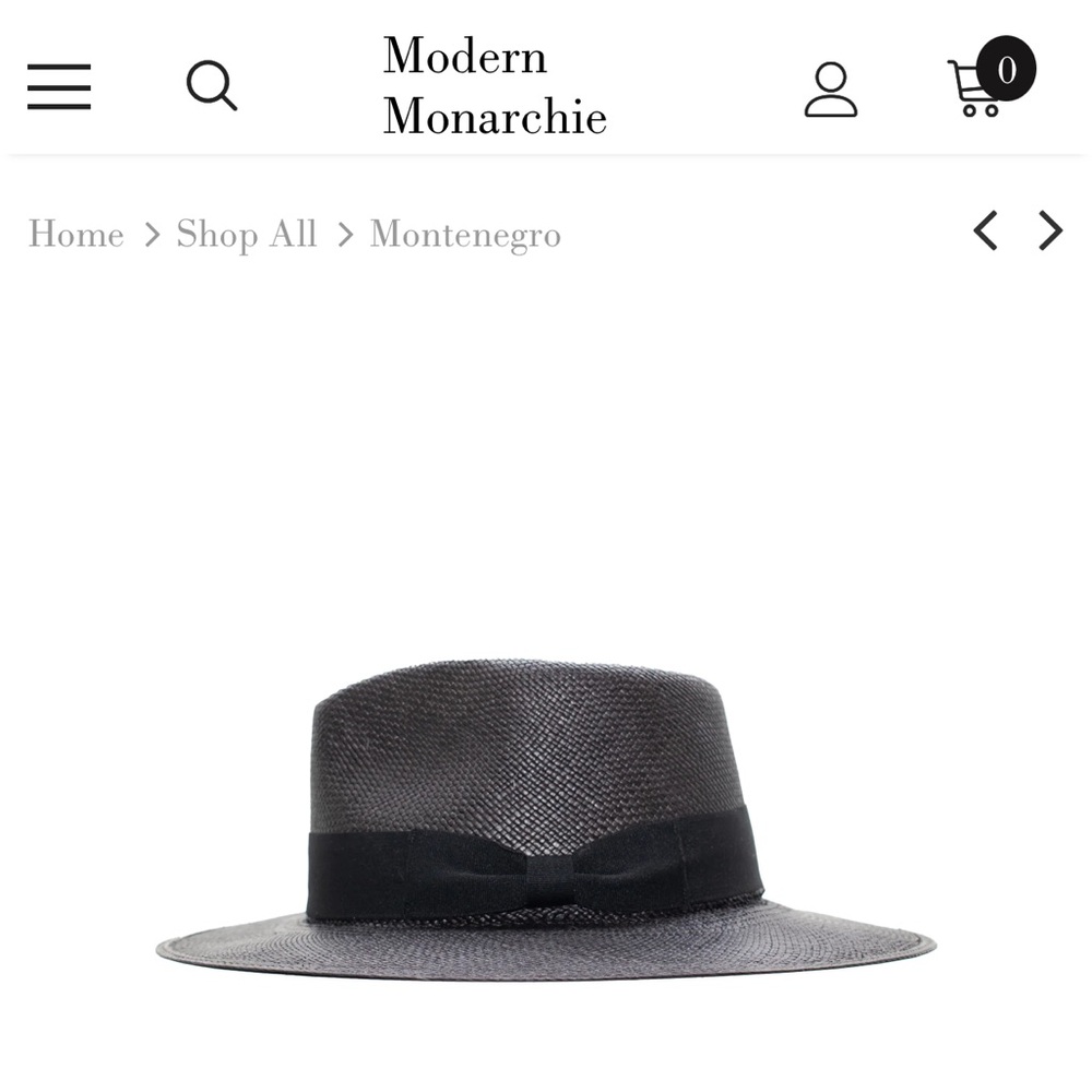 MODERN MONARCHIE Black Straw Fedora Short Brim